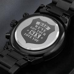 Engraved Watch We've Got Your Six (Charcoal Black) – Men's Watch - Baker's General Store