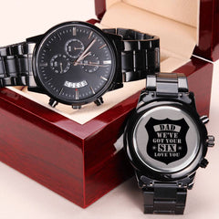 Engraved Watch We've Got Your Six (Charcoal Black) – Men's Watch - Baker's General Store