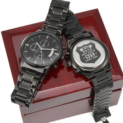Engraved Watch We've Got Your Six (Charcoal Black) – Men's Watch - Baker's General Store