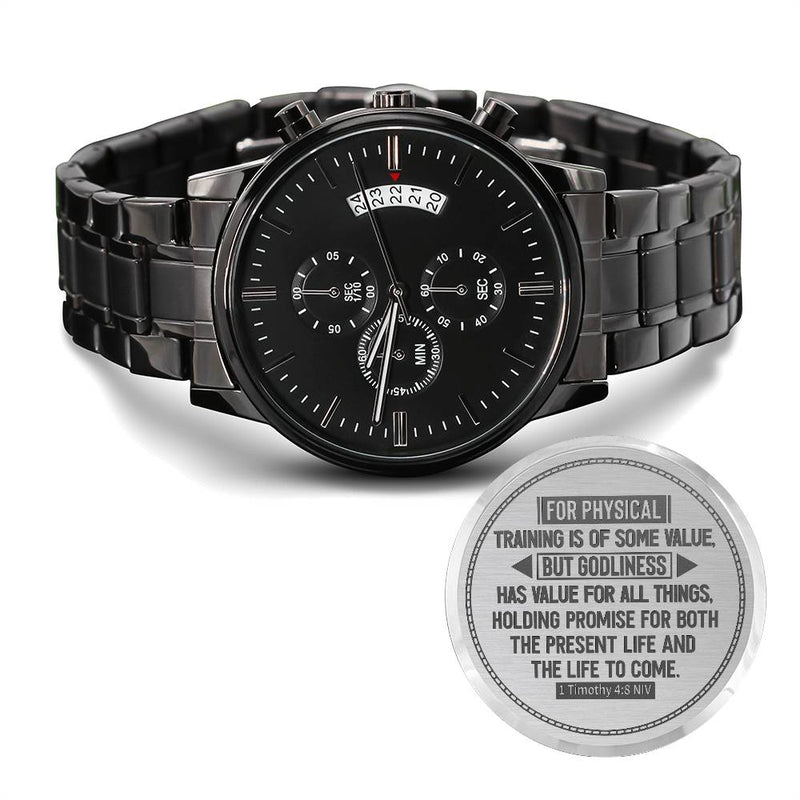 Godliness Has Value for All Things (1 Timothy 48) – Men's Watch - Baker's General Store