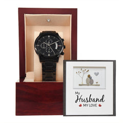 My Husband My Love - Black Chronograph Watch - Baker's General Store