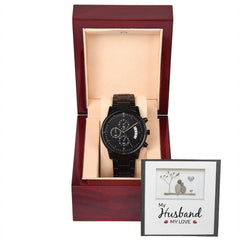 My Husband My Love - Black Chronograph Watch - Baker's General Store