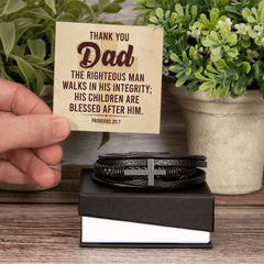 Proverbs 20:7 - Leather Cross Bracelet - Baker's General Store