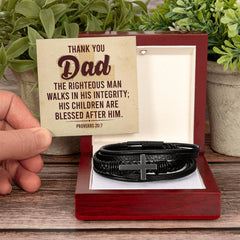 Proverbs 20:7 - Leather Cross Bracelet - Baker's General Store