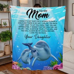 To Mom I Know It's Not Easy – Jersey Fleece Blanket - Baker's General Store