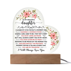 To My Beautiful Daughter – Acrylic Heart Plaque - Baker's General Store
