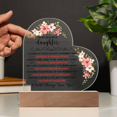 To My Beautiful Daughter – Acrylic Heart Plaque - Baker's General Store