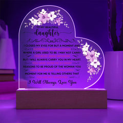 To My Beautiful Daughter – Acrylic Heart Plaque - Baker's General Store
