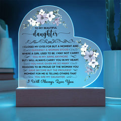 To My Beautiful Daughter – Acrylic Heart Plaque - Baker's General Store