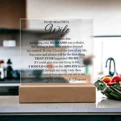 To My Beautiful Wife (Printed) – Acrylic Square - Baker's General Store