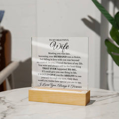 To My Beautiful Wife (Printed) – Acrylic Square - Baker's General Store