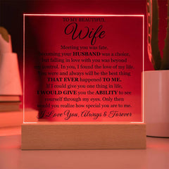 To My Beautiful Wife (Printed) – Acrylic Square - Baker's General Store