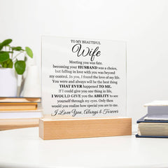 To My Beautiful Wife (Printed) – Acrylic Square - Baker's General Store