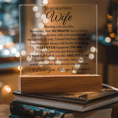 To My Beautiful Wife (Printed) – Acrylic Square - Baker's General Store