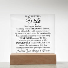 To My Beautiful Wife (Printed) – Acrylic Square - Baker's General Store