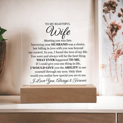 To My Beautiful Wife (Printed) – Acrylic Square - Baker's General Store