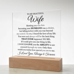 To My Beautiful Wife (Printed) – Acrylic Square - Baker's General Store