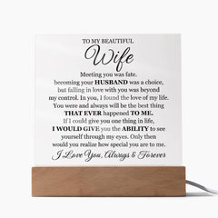 To My Beautiful Wife (Printed) – Acrylic Square - Baker's General Store