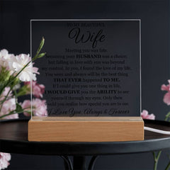 To My Beautiful Wife (Printed) – Acrylic Square - Baker's General Store
