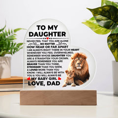 To My Daughter Braver – Acrylic Heart Plaque - Baker's General Store