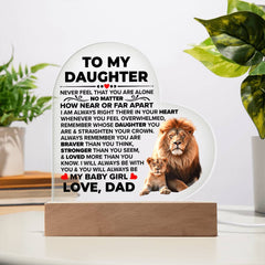 To My Daughter Braver – Acrylic Heart Plaque - Baker's General Store