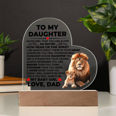 To My Daughter Braver – Acrylic Heart Plaque - Baker's General Store