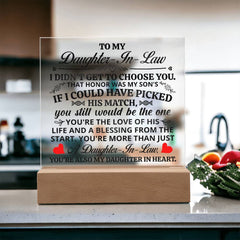 To My Daughter-in-Law Honor – Acrylic Square - Baker's General Store