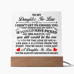 To My Daughter-in-Law Honor – Acrylic Square - Baker's General Store