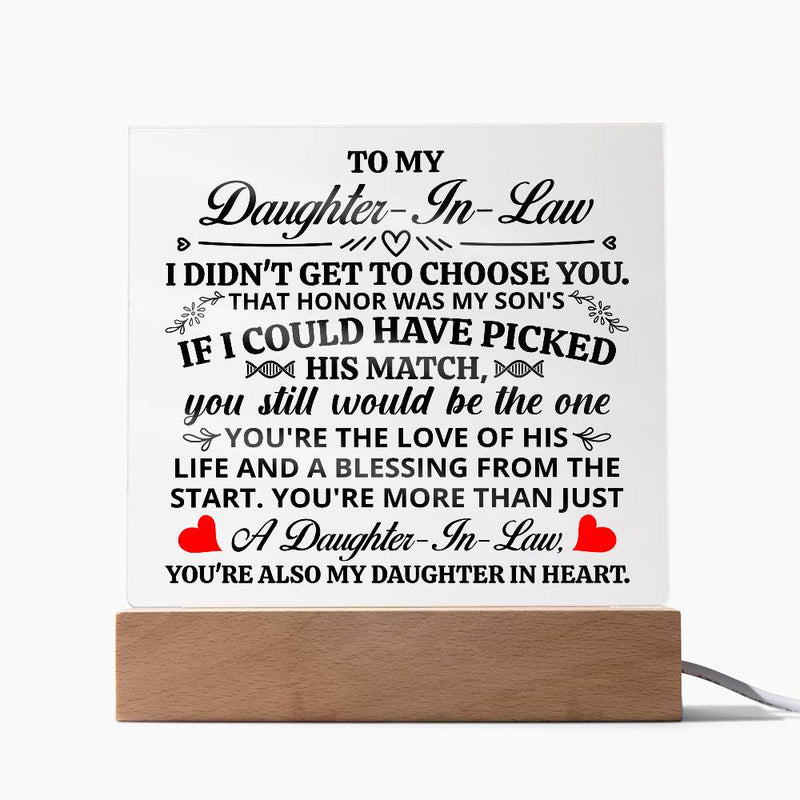To My Daughter-in-Law Honor – Acrylic Square - Baker's General Store