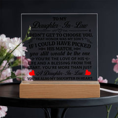 To My Daughter-in-Law Honor – Acrylic Square - Baker's General Store