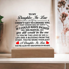 To My Daughter-in-Law Honor – Acrylic Square - Baker's General Store