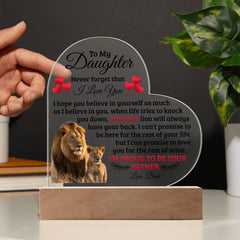 To My Daughter Old Lion – Acrylic Heart Plaque - Baker's General Store