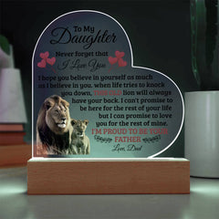 To My Daughter Old Lion – Acrylic Heart Plaque - Baker's General Store