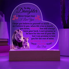 To My Daughter Old Lion – Acrylic Heart Plaque - Baker's General Store