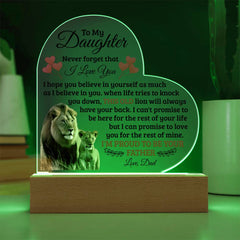 To My Daughter Old Lion – Acrylic Heart Plaque - Baker's General Store