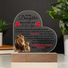 To My Daughter Old Lion – Acrylic Heart Plaque - Baker's General Store