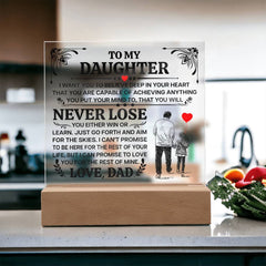 To My Daughter Promise – Acrylic Square - Baker's General Store