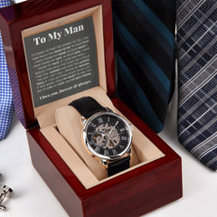 To My Man Life, Love, Best Friend – Luxury Openwork Watch - Baker's General Store