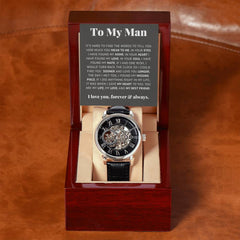 To My Man Life, Love, Best Friend – Luxury Openwork Watch - Baker's General Store