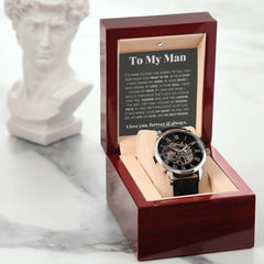 To My Man Life, Love, Best Friend – Luxury Openwork Watch - Baker's General Store