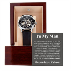 To My Man Life, Love, Best Friend – Luxury Openwork Watch - Baker's General Store