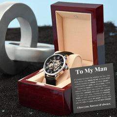 To My Man Life, Love, Best Friend – Luxury Openwork Watch - Baker's General Store
