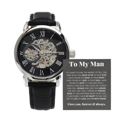 To My Man Life, Love, Best Friend – Luxury Openwork Watch - Baker's General Store