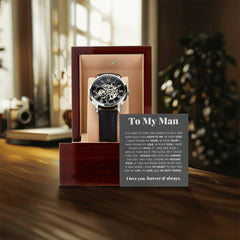 To My Man Life, Love, Best Friend – Luxury Openwork Watch - Baker's General Store