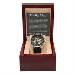 To My Man Life, Love, Best Friend – Luxury Openwork Watch - Baker's General Store