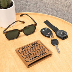 To My Son Stand Tall (Black) – Leather Wallet - Baker's General Store