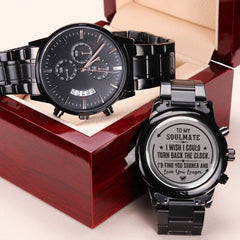 To My Soulmate Turn Back the Clock (Charcoal Black) – Men's Watch - Baker's General Store