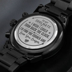 To My Soulmate Turn Back the Clock (Charcoal Black) – Men's Watch - Baker's General Store