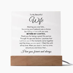 To My Wife Fate – Acrylic Square - Baker's General Store