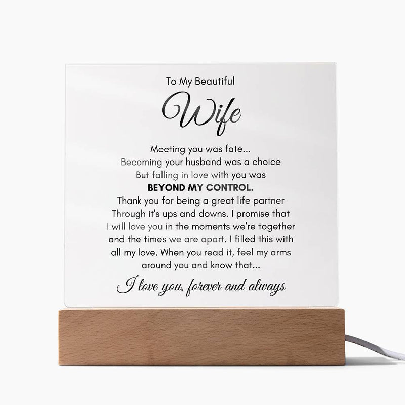 To My Wife Fate – Acrylic Square - Baker's General Store